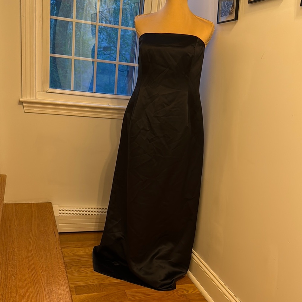 Ann Taylor Satin Black Strapless Dress 14